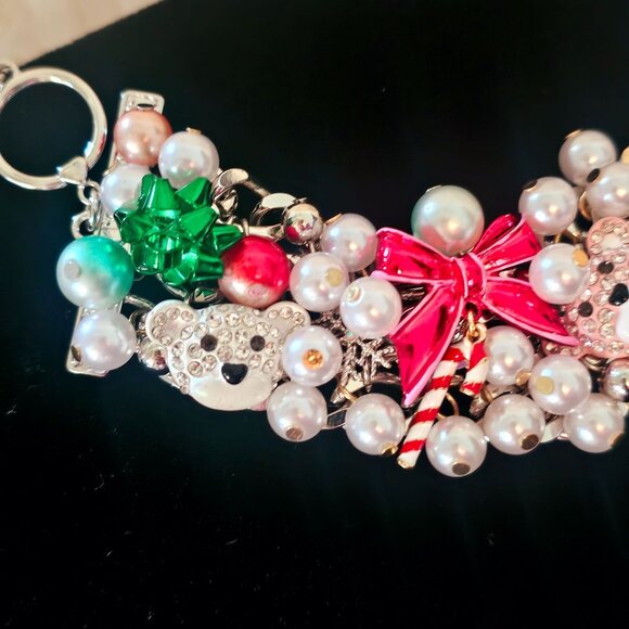 Betsey Johnson Holiday Christmas Statement Bib Choker Necklace Bracelet Set NEW - Picture 12 of 16